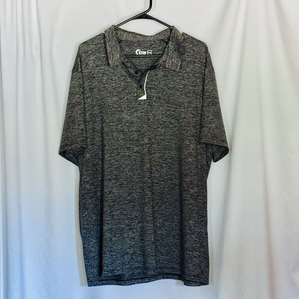 Zyia Active Men’s XXXL 3X Charcoal Gray Polo Short Sleeve Shirt Golf Tennis